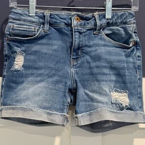 Hippie Girl Kids' Blue Denim Shorts with Distressed Accents Size 16
